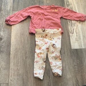 Carters Pink Long Sleeve Top and Floral Pants Set